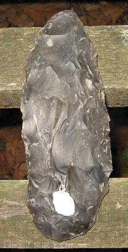 Amboria Feuerstein Flint Blattspitze aus dem Mousterien, Neandertaler Flintknapping (4a)
