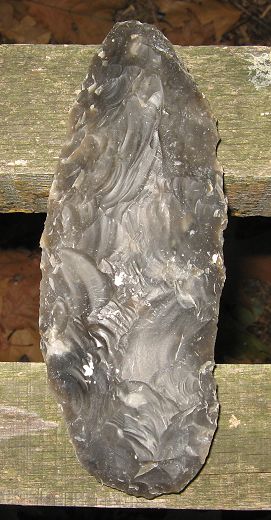 Amboria Feuerstein Flint Blattspitze aus dem Mousterien, Neandertaler Flintknapping (4b)